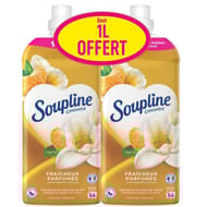 Soupline concentré adoucissant fraîcheur parfumée mandarine & vanille 2x1.28l