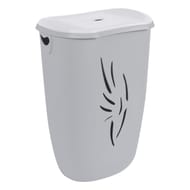 Eda coffre à linge flora gris béton/blanc céruse 40l