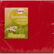 Cora serviettes x50 rouge 33x33cm 2 plis