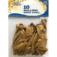 Ballons x10 latex prestige or imprimes bonne annee