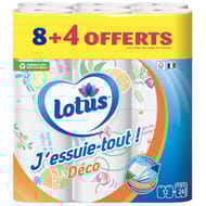 Lotus j'essuie tout deco 12 rouleaux 8+4 offerts
