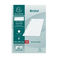 Exacompta 50 fiches bristol perforées 210x297 5x5