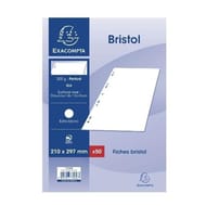 Exacompta 50 fiches bristol blanches perforées 21x29.7 cm uni pefc 205 grammes