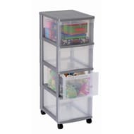 Sundis tour de rangement optimo 4 tiroirs argent