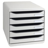 Exacompta big box module classement 5 tiroirs opaque gris punchy