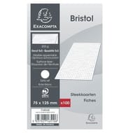 Exacompta  100 fiches bristol blanches non perforées 75*125 5*5
