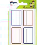 Avery 24 étiquettes scolaires bleues et rouges 36x56 mm