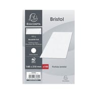 Exacompta 100 fiches bristol blanches non perforées 148x210 5x5