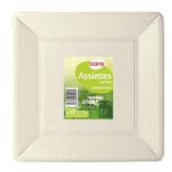 Cora assiette en carton carrée blanche 25x25cm x20