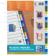 Oxford intercalaires alphabétiques a4 20 positions polypro colorés