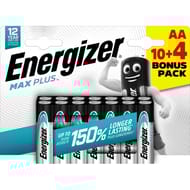 Energizer 10+4 piles offertes max plus aa/lr06 durent jusqu'à 150% plus longtemps