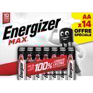 Energizer piles alcalines max alk aa/lr06 x14 offre speciale 322g
