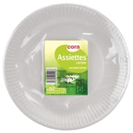 Cora assiette carton blanche diamètre 23cm x50