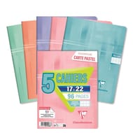 Clairefontaine lot de 3+2 cahiers piqure 17x22 cm 96 p grands carreaux