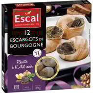 Escal 12 escargots de Bourgogne Helix Pomatia à l'ail noir 89g