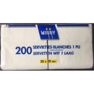 Serviettes x200 blanches 30x30cm 1 pli