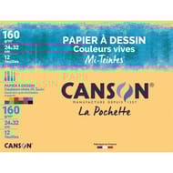 Canson pochette 12 feuilles mi teintes 24x32 cm couleurs vives 160 grammes