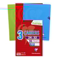 Clairefontaine 3 cahiers piqure 24x32 cm 96 pages grands carreaux 90 grammes