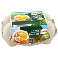 Cora 6 oeufs de poules élevées en plein air calibre