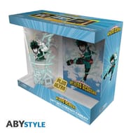 Coffret cadeau verre xxl + pin's + carnet heros  my hero academia