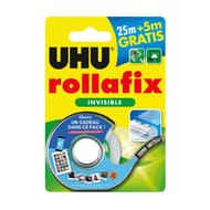 Uhu rollafix invisible dévidoir 25mx19mm + 5m offert