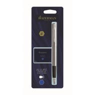 Waterman stylo-plume chrome + boîte de cartouches bleue
