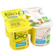Nature bio yaourt nature au lait écrémé issu de l'agriculture biologique 0%mg 4 x 125g