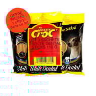 Jessie lot de 3 sachets (2+1 offert)  7 white dental sticks mini 100 g
