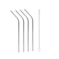 4 pailles courbées inox + goupillon