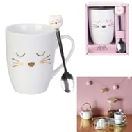 Mug avec cuillère 350 ml "tête de chat"