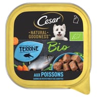 Cesar natural goodness bio barquette terrine pour chien adulte aux poissons 100g