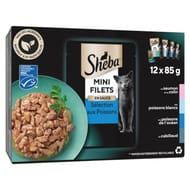 Sheba pâtée pour chat mini filets aux poissons en sauce 12x85g