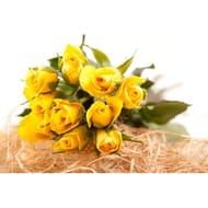 10 roses 40 cm bouton 3.8 cm coloris assortis + pic déco fête