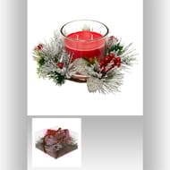 Bougie centre de table petit modèle rouge feuilles 210 g