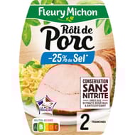 Fleury Michon 2 tranches roti de porc cuit -25% sel omega 3 soit 100 g