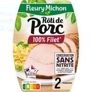 Fleury Michon rôti de porc cuit 100% filet sans sel nitrite 2 tranches 90g