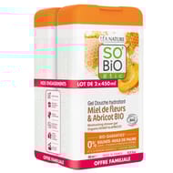 Si bio gel douche miel abricot coe 2x450ml