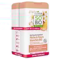 So bio gel douche pêche fleurs blanches coe 2x450ml