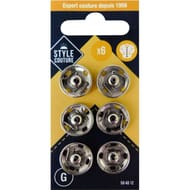 Style couture boutons pressions argent 15mm x6