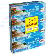 Cora sacs congélation x50 à soufflet moyen modèle 3 + 1 offert