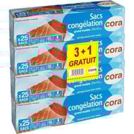 Cora sacs congélation x25 à soufflet grand modèle 3 + 1 offert