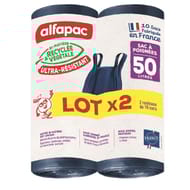 Alfapac 10 sacs 50l à poignées ultra résistant lot de 2