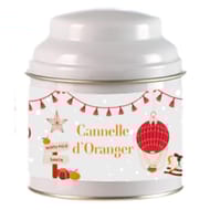 Contenant blanc en metal avec couvercle parfum canelle d'oranger
