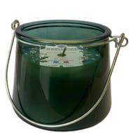Lanterne vert fonce avec a,se or remplus de bougie parfumée musc blanc