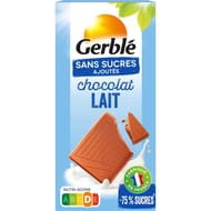 Gerblé chocolat au lait sans sucres ajoutés 80g