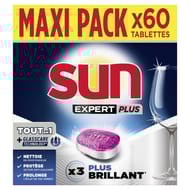 Sun tablettes lave-vaisselle tout en 1 expert plus brillance x 60 lavages 1.05kg