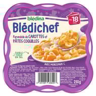 Bledina bledichef farandole de carottes et pâtes coquilles dès 18mois 250g