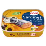 Cora sardines à l'huile de tournesol 135g