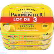 Parmentier sardines huile et citron 135gx3 405g