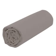 Drap housse 2x80x200 "uni 57 fils taupe"